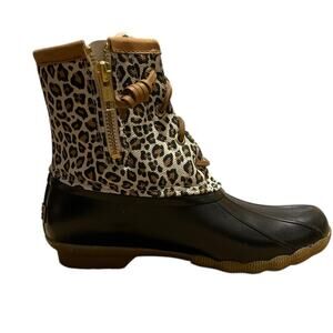 Sperry Womens NEW Size 7.5 Saltwater Animal Multi Print Fleece Lined Duck Boots